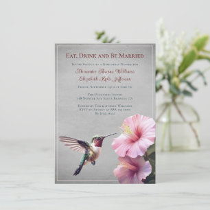 Invitación Hummingbird e Hibiscus Cena de ensayo gris