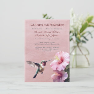 Invitación Hummingbird e Hibiscus   Cena de ensayo rosa