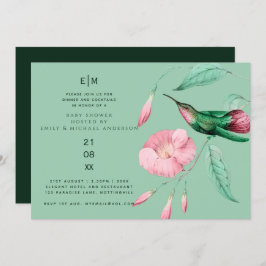 Invitación Hummingbird Floral Baby Couples Ducha Moderna
