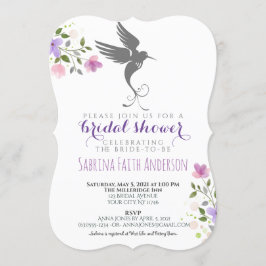 Invitación Hummingbird Floral Elegante Lilac Bridal Shower