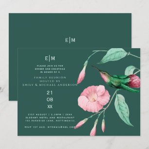Invitación Hummingbird Floral Familia Reunion