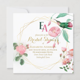 Invitación Hummingbird Mint Green Pink Gold Shower