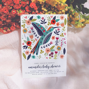 Invitación Hummingbird Pink Flour Baby Shower