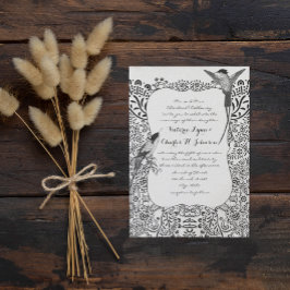 Invitación Hummingbird Romántico Patrón blanco y negro