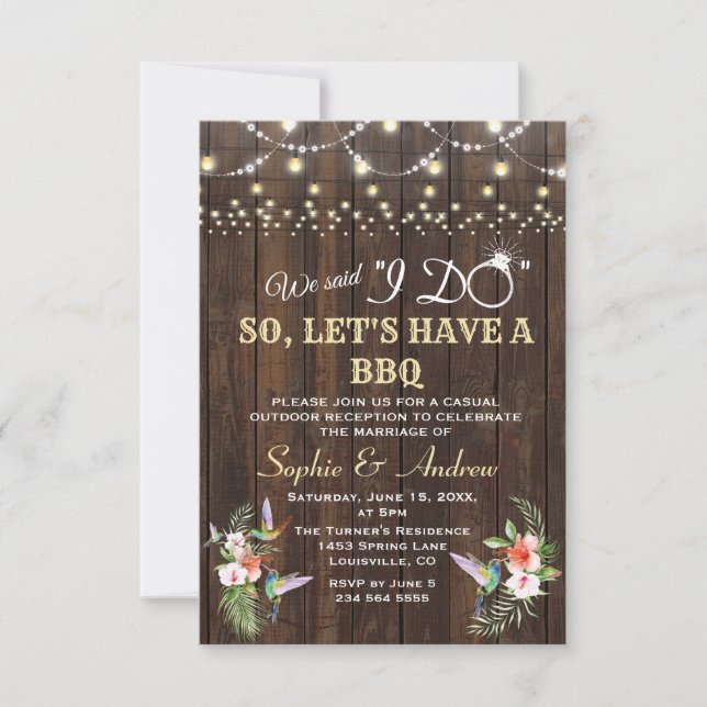 Invitación Hummingbird Tropical Floral Wood después de hacer  (Anverso)
