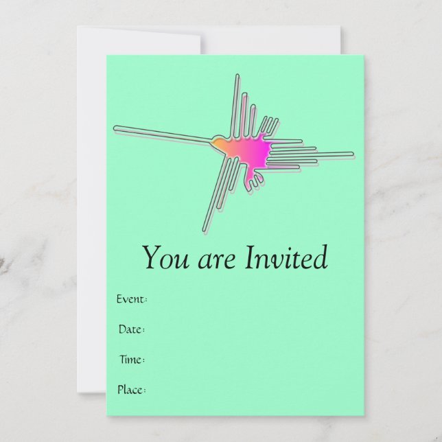 Invitación Hummingbird - Versión Verde de las líneas de Nasca (Anverso)