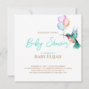 Invitación Hummingbird y Balloons Baby Shower