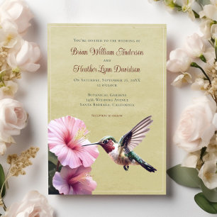 Invitación Hummingbird y Boda de Hibiscus   Amarilla