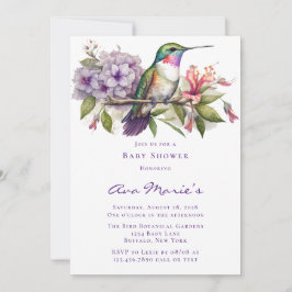 Invitación Hummingbird y Chica de flores Baby Shower