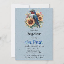 Hummingbird y Sunflower Blue Baby Shower