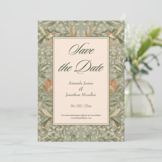 Invitación Hummingbirds and Flowers Art Nouveau Save the Date