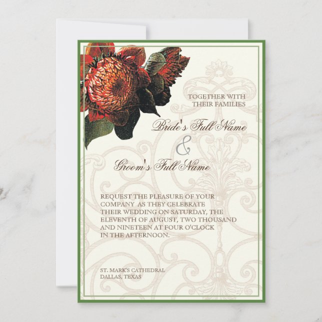 Invitación Hummingbirds - Boda floral (Anverso)