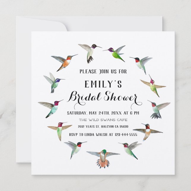 Invitación Hummingbirds Bridal Shower (Anverso)