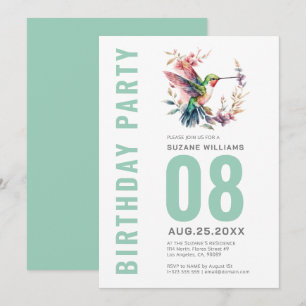 Invitación Hummingbirds Floral Wreath Bithday Fiesta