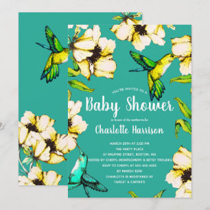 Invitación Hummingbirds Jardín encantado y Baby Shower floral
