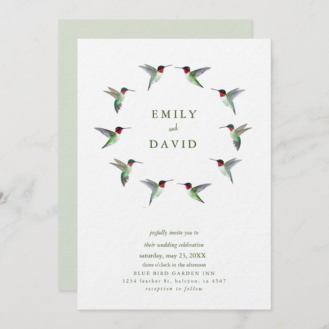 Invitación Hummingbirds Wedding Invitation (Anverso / Reverso)