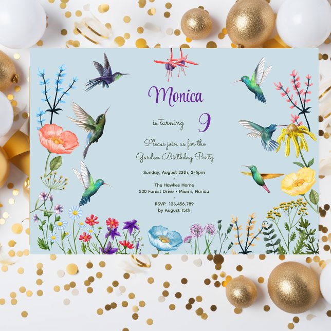 Invitación Hummingbirds y fiesta de cumpleaños del jardín flo (Subido por el creador)