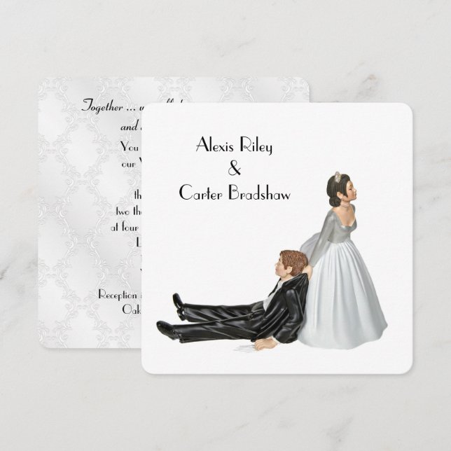 Invitación Humor boda Sobre Blanco (Anverso / Reverso)