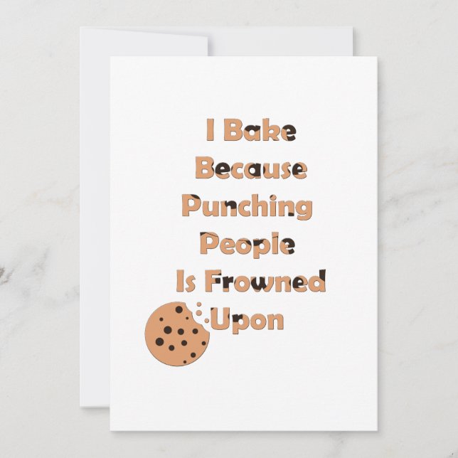 Invitación Humor de Baker: Bake porque golpeo a la gente (Anverso)