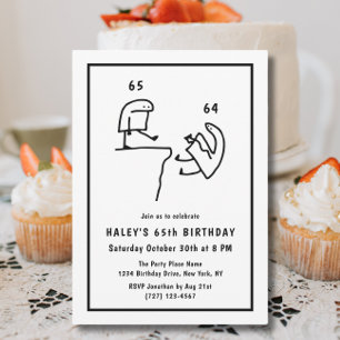 Invitación Humor de Meme Divertido Simple Cumpleaños 65 Negro
