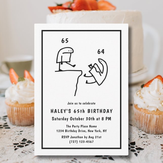 Invitación Humor de Meme Divertido Simple Cumpleaños 65 Negro (Subido por el creador)