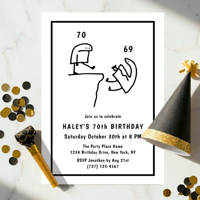 Invitación Humor de meme divertido Simple Negro Blanco Cumple (Subido por el creador)