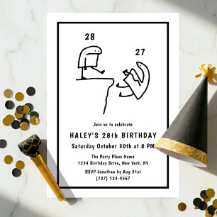 Invitación Humor de Meme Divertido Simple Negro Blanco Cumple