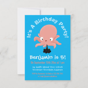 Invitación Humor de personalizado de pulpo de bebé de color r