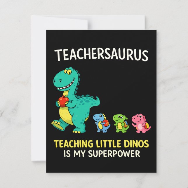 Invitación Humor de Teachersaurus con pequeños dinosaurios (Anverso)