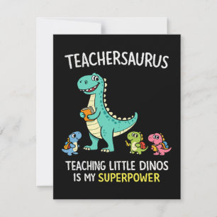 Invitación Humor de Teachersaurus con pequeños dinosaurios
