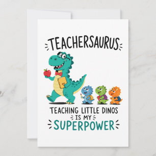 Invitación Humor de Teachersaurus con pequeños dinosaurios