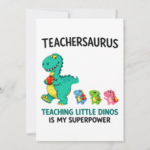 Invitación Humor de Teachersaurus con pequeños dinosaurios