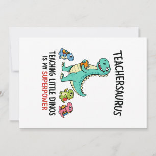 Invitación Humor de Teachersaurus con pequeños dinosaurios