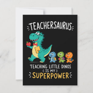 Invitación Humor de Teachersaurus con pequeños dinosaurios