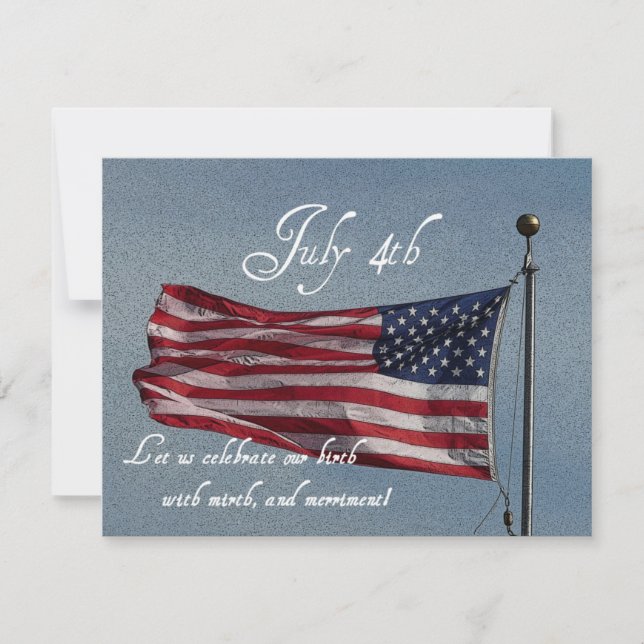 Invitación ¡Humor del olde del Día de la Independencia (Anverso)