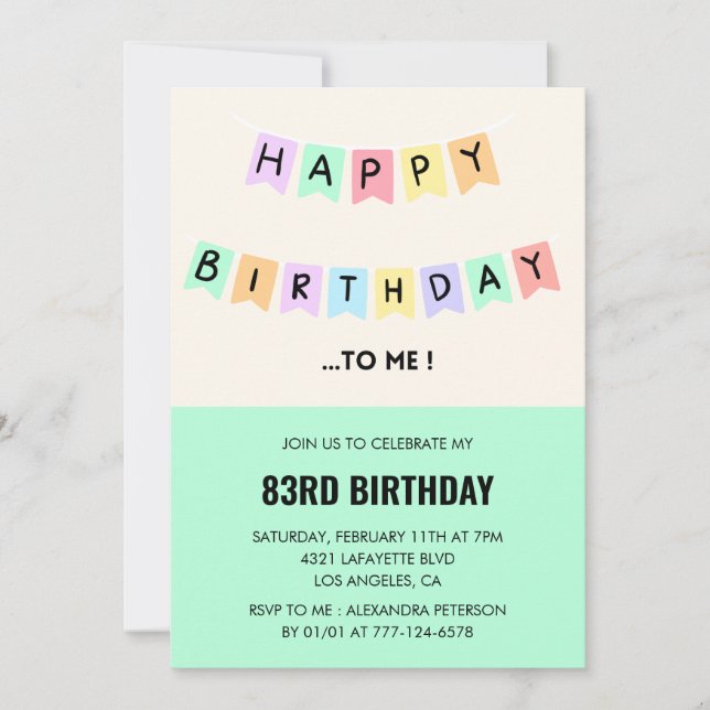 Invitación Humor divertido de cumpleaños Cumpleaños 83 (Anverso)