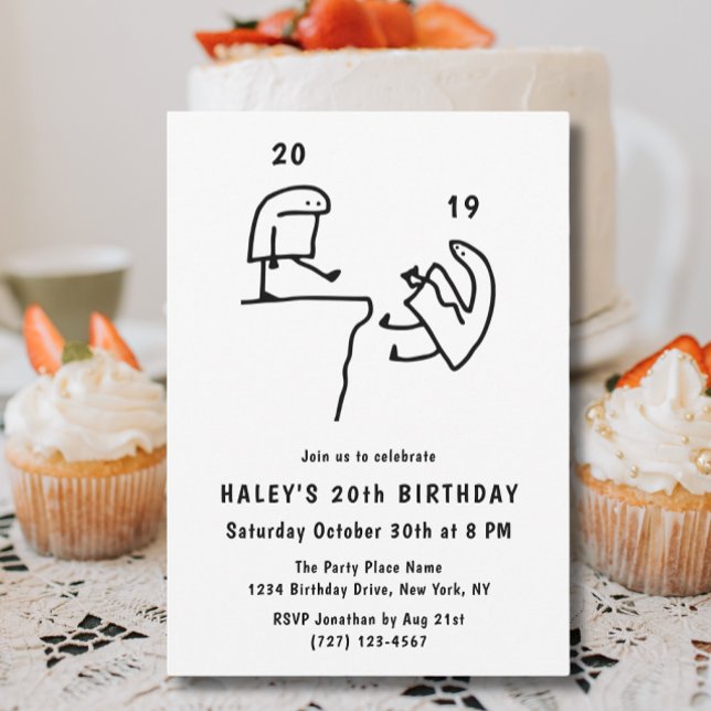 Invitación Humor gracioso meme blanco negro simple 20 cumplea (Subido por el creador)