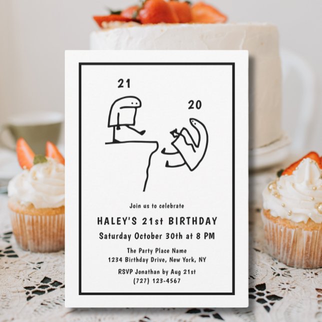 Invitación Humor meme gracioso blanco negro simple 21 cumplea (Subido por el creador)