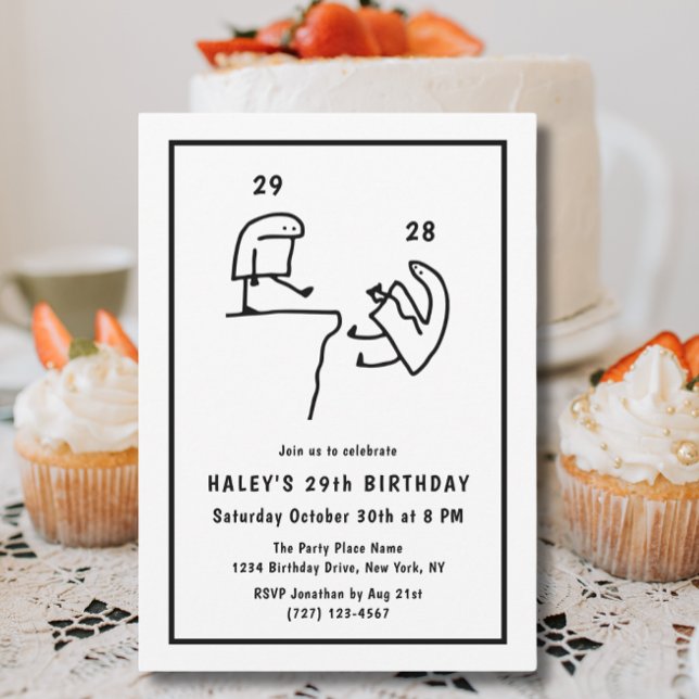 Invitación Humor meme gracioso blanco negro simple 29 cumplea (Subido por el creador)