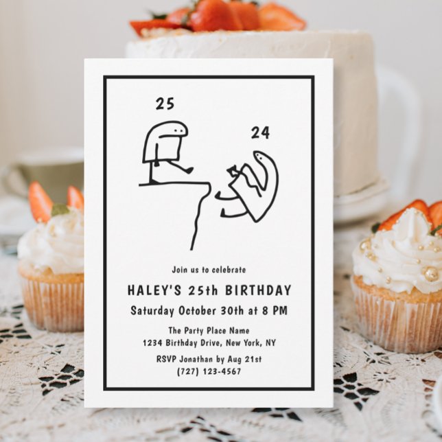 Invitación Humor meme gracioso blanco negro simple 34 cumplea (Subido por el creador)