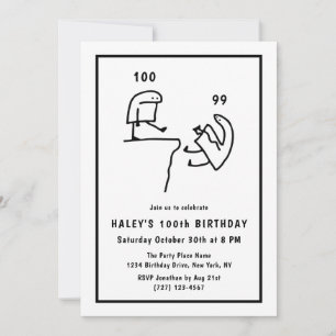Invitación Humor meme gracioso blanco simple 100 años