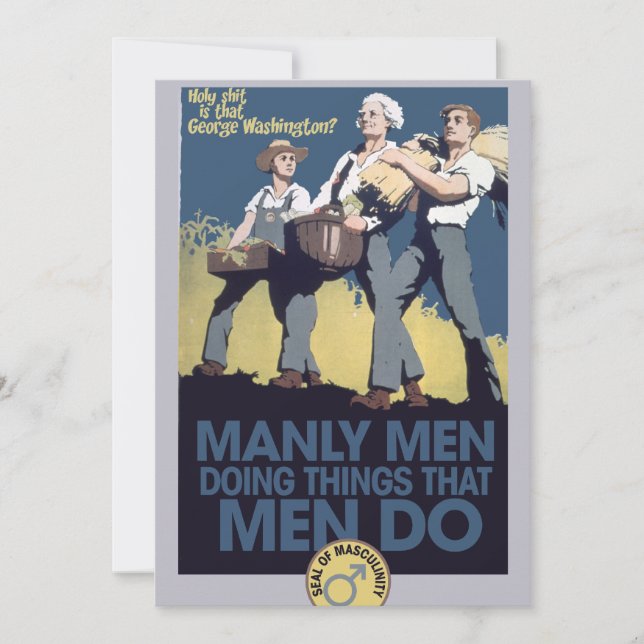 Invitación Humor vintage Manly MEN (Anverso)