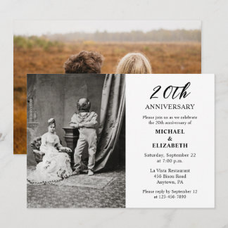 Invitación Humorístico Pareja Vintage 20º Aniversario de Boda