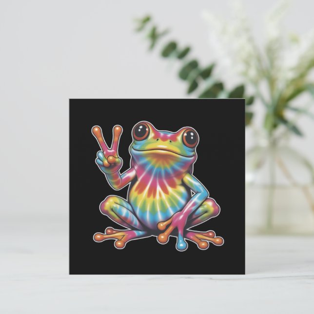Invitación Humorous Frog Lover Tie-Dye Frog Peace Sign Hippie (Anverso de pie)