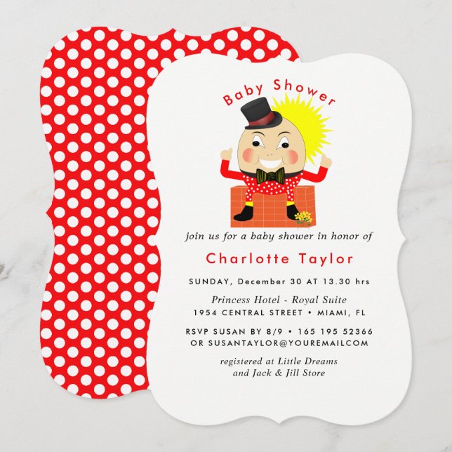 Invitación Humpty Dumpty Nursery Rhyme Cute Baby Shower (Anverso / Reverso)