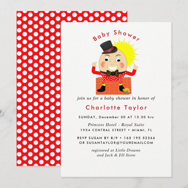 Invitación Humpty Dumpty Nursery Rhyme Cute Baby Shower (Anverso / Reverso)