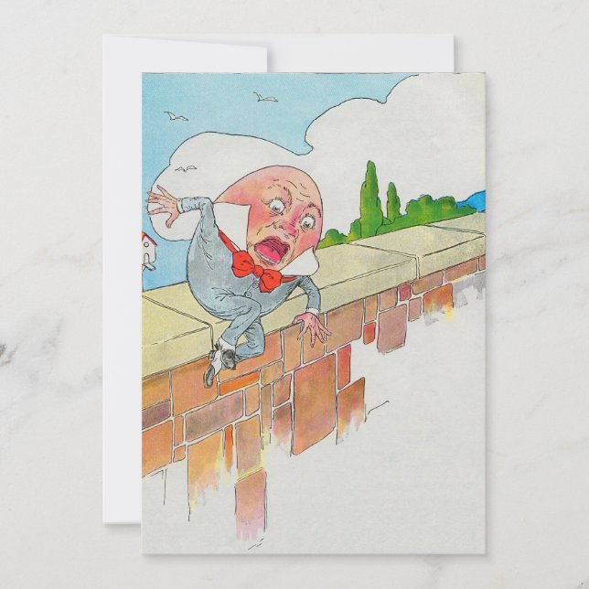 Invitación Humpty Dumpty sentado en una pared (Anverso)