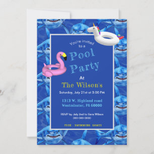 Invitación Hungry Shark Pool Party 