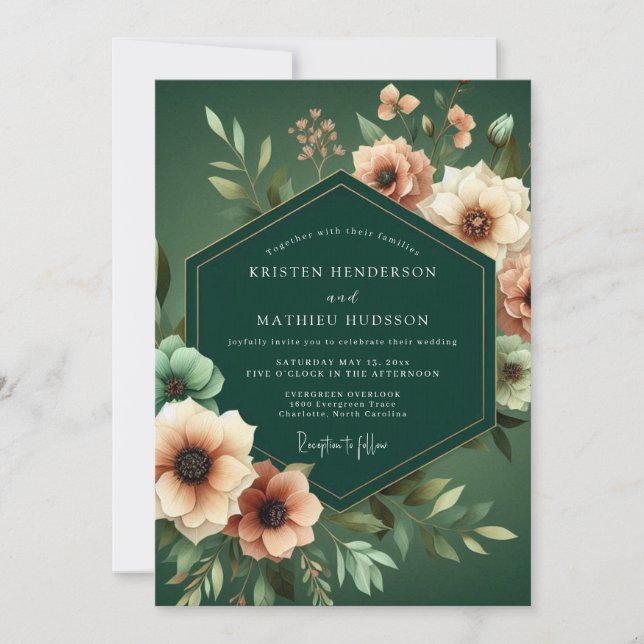 Invitación Hunter Apricot Artistic Wedding (Anverso)