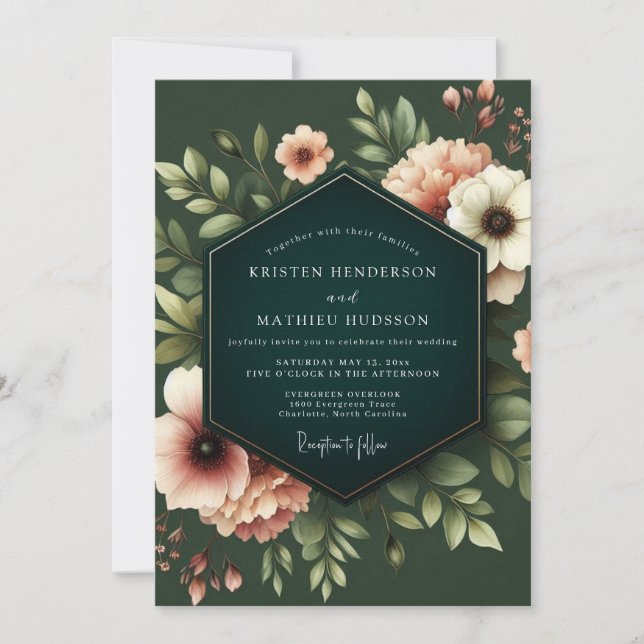 Invitación Hunter Blush Nocturne Wedding (Anverso)